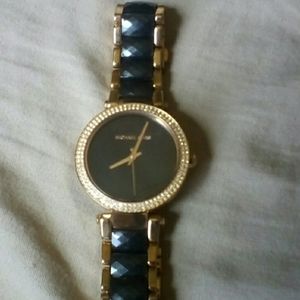 Michael Kors rose gold and black acetate watch